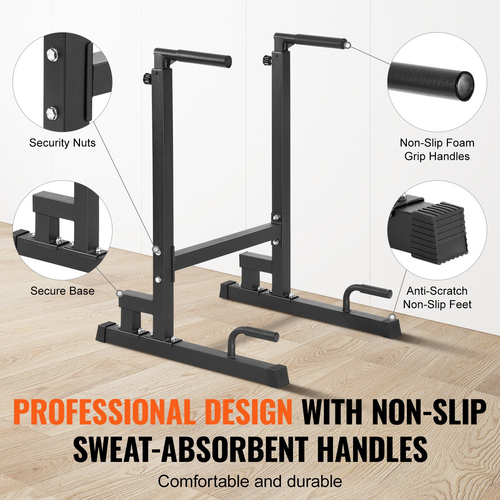 VEVOR Dip Bar, χωρητικότητα 500 lbs, Heave Duty Dip Stand Stand με ρυθμιζόμενο ύψος, Fitness Workout Dip Bar Station Stabilizer Parallette Push Up Stand, Παράλληλες μπάρες για προπόνηση δύναμης στο σπίτι Γυμναστήριο