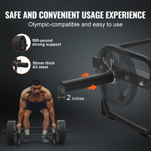 VEVOR Trap Bar, 500 LBS Hex Barbell Trap Bar, 55,7&quot; Squat Deadlift Barbell, 50mm Diameter Weight Lifting Strength Training Bar with Handle, Home Gym for Squats, Deadlifts, Ανασήκωμα των ώμων