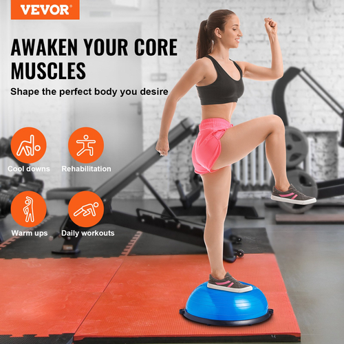VEVOR 23&quot; Half Exercise Ball Trainer Yoga Balance Stability Band Resistance Ball