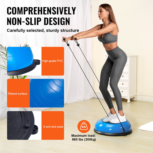 VEVOR 23&quot; Half Exercise Ball Trainer Yoga Balance Stability Band Resistance Ball