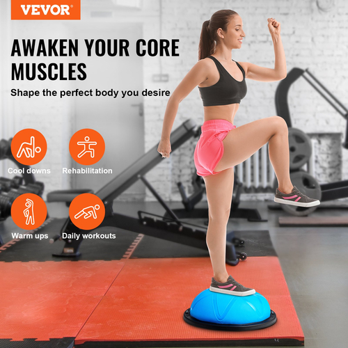 VEVOR 23&quot; Half Exercise Ball Trainer Yoga Balance Stability Band Resistance Ball