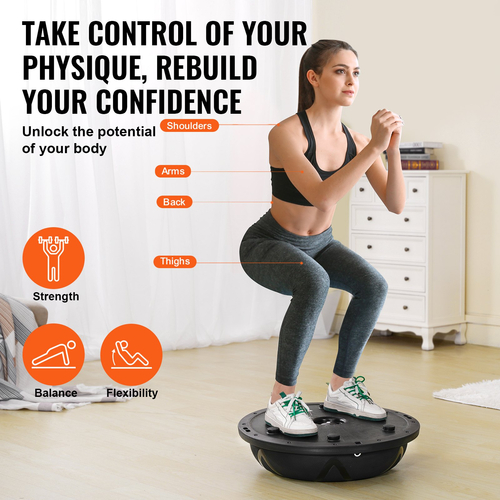 VEVOR 23&quot; Half Exercise Ball Trainer Yoga Balance Stability Band Resistance Ball