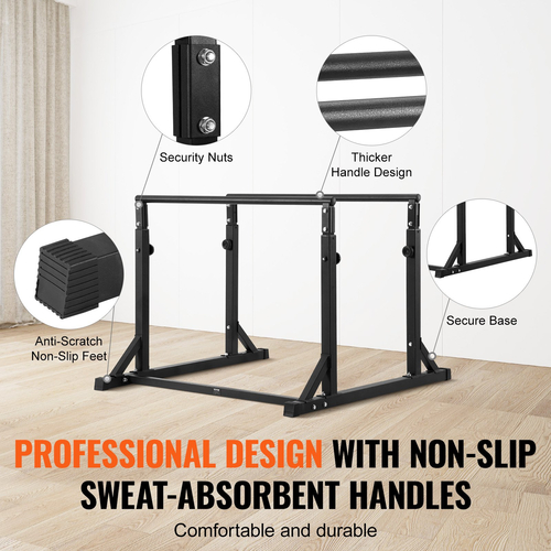 VEVOR Dip Bar, χωρητικότητα 800 lbs, Heave Duty Dip Stand Stand με ρυθμιζόμενο ύψος, Fitness Workout Dip Bar Station Stabilizer Parallette Push Up Stand, Παράλληλες μπάρες για προπόνηση δύναμης στο σπίτι Γυμναστήριο