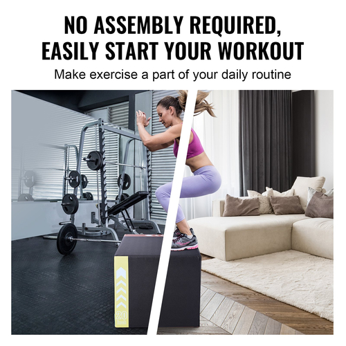 VEVOR 3 σε 1 Plyometric Jump Box, 30/24/20 Inch Cotton Plyo Box, Platform &amp; Jumping Agility Box, Anti-slip Fitness Step Up Box for Home Gym Training, Conditioning Strength Training, Μαύρο
