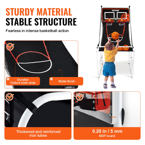 VEVOR Foldable Indoor Double Shot Arcade Παιχνίδι Μπάσκετ 2 Παίκτες 4 Μπάλες