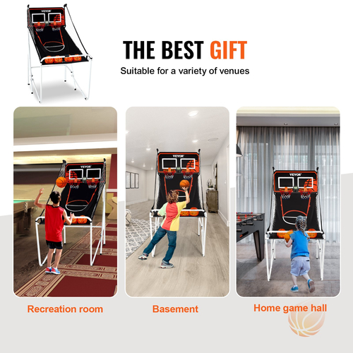 VEVOR Foldable Indoor Double Shot Arcade Παιχνίδι Μπάσκετ 2 Παίκτες 4 Μπάλες