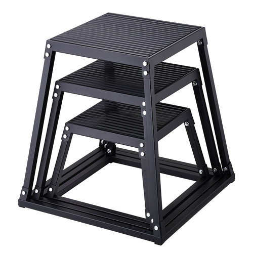 VEVOR Plyometric Jump Boxes, 12/18/24 Inch Plyo Box, Platform and Jumping Agility Box, Anti-slip Fitness Exercise Step Up Box for Home Gym Training, Conditioning Strength Training, Μαύρο