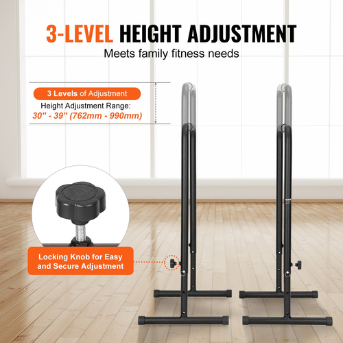 VEVOR Dip Bars, χωρητικότητα 440 lbs, Heave Duty Dip Stand Stand με ρυθμιζόμενο ύψος, Fitness Workout Dip Bar Station Stabilizer Parallette Push Up Stand, Παράλληλες μπάρες για προπόνηση δύναμης στο σπίτι Γυμναστήριο