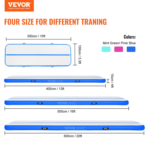 VEVOR 20FT Air Track Φουσκωτό Προπόνηση Πατάκι γυμναστικής γυμναστικής με αντλία
