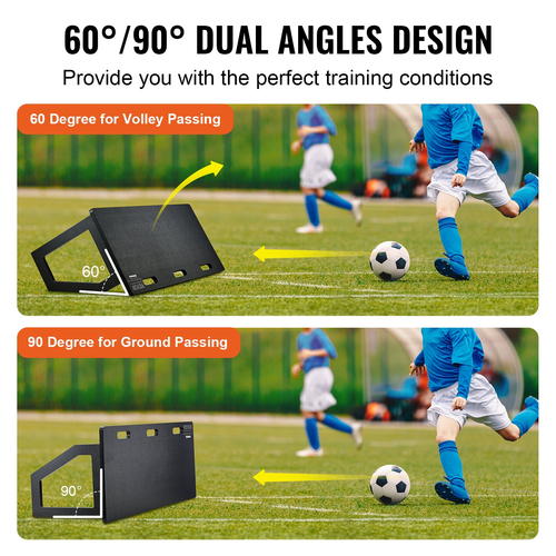 VEVOR Soccer Rebounder Board, 45&quot;X18&quot; φορητός τοίχος ποδοσφαίρου με 2 γωνίες ανάκαμψης, αναδιπλούμενος HDPE Kickback Board Rebound, Εξοπλισμός προπόνησης ποδοσφαίρου για παιδιά και ενήλικες, Passing &amp; Shooting Practice
