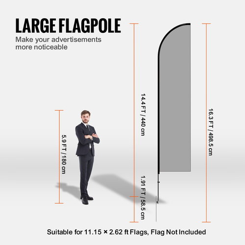 VEVOR Feather Flag Pole Kit 2 Packs Swooper Flag Pole 16,3 ft with Ground Stakes