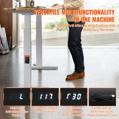 VEVOR Electric Standing Πλαίσιο γραφείου διπλού κινητήρα ρυθμιζόμενο 26&quot;-50,8&quot; H Λευκό