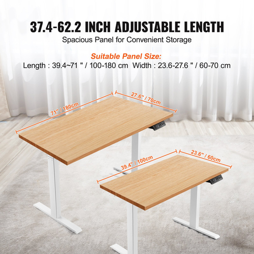 VEVOR Electric Standing Πλαίσιο Γραφείου Ρυθμιζόμενο 70-117 cm Υ Σταθμός εργασίας Λευκό