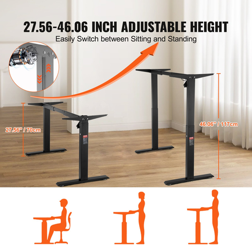 VEVOR Electric Standing Desk Frame Adjustable 27.6-46.1 in H Stand Workstation