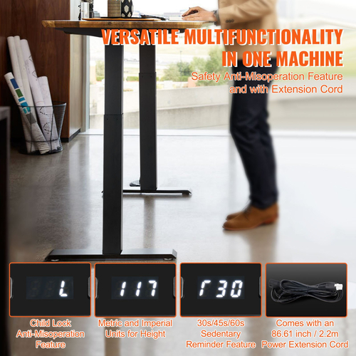 VEVOR Electric Standing Πλαίσιο γραφείου διπλού κινητήρα ρυθμιζόμενο 27,6&quot;-46,1&quot; H Μαύρο