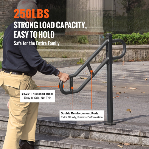 Κιγκλίδωμα VEVOR Single Post for Outdoor 1-3 Βήμα 40,5&quot; κουπαστής σκάλας για δάπεδο