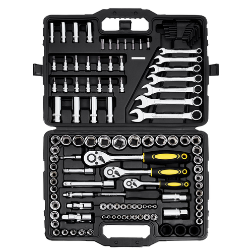 VEVOR 121-Piece Mechanics Tool Set 1/4&quot; 3/8&quot; 1/2&quot; Drive Sockets SAE and Metric