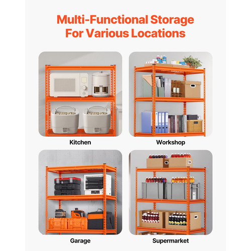 VEVOR Storage Shelves 4 Tier Adjustable Heavy Duty Garage Shelving Unit 2400 lbs