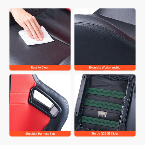 Ρυθμιζόμενη αγωνιστική καρέκλα VEVOR 2 Racing Seat με δέρμα PVC &amp; Slider Q235B