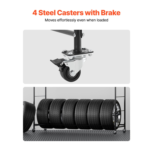 VEVOR Rolling Tire Storage Rack 2-Shelf Tire Holder μέχρι 12 Standard ελαστικά