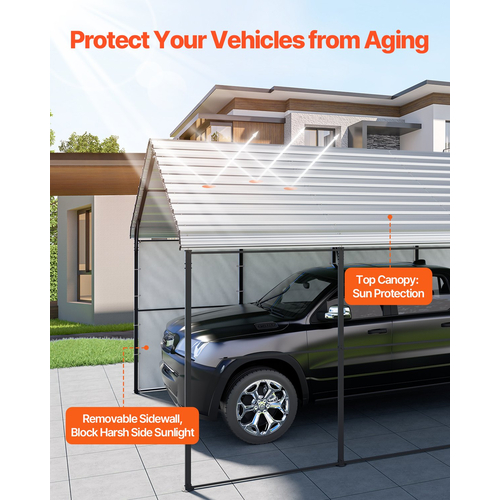 VEVOR 12&#039; x 20&#039; Metal Carport Heavy Duty Υπαίθριο Καταφύγιο Αυτοκινήτων Γκαράζ για Σκάφη