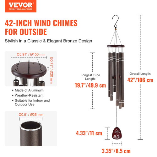 VEVOR Ανεμοδηγοί για Εξωτερικά 1067 mm Αλουμινένιο Μνημείο Βαθύς Τόνος Ανεμοδηγοί