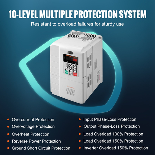 VEVOR VFD 7,5KW, 34A, 10HP Μεταβλητή μονάδα μετάδοσης κίνησης για έλεγχο ταχύτητας κινητήρα 3 φάσεων