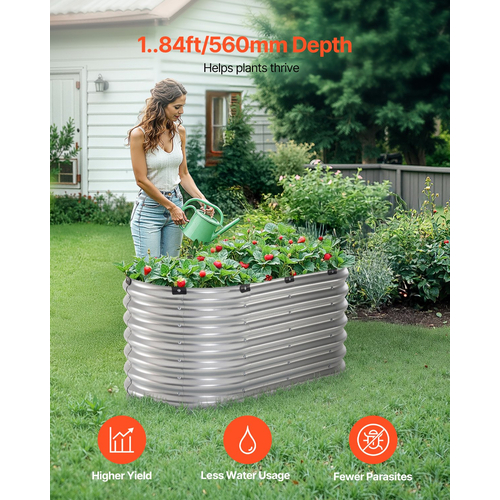 VEVOR Μεταλλικό Υπερυψωμένο Κρεβάτι Κήπου 4x2x2 ft Υπαίθριο Γαλβανισμένο Ασημί κουτί φυτευτήρων