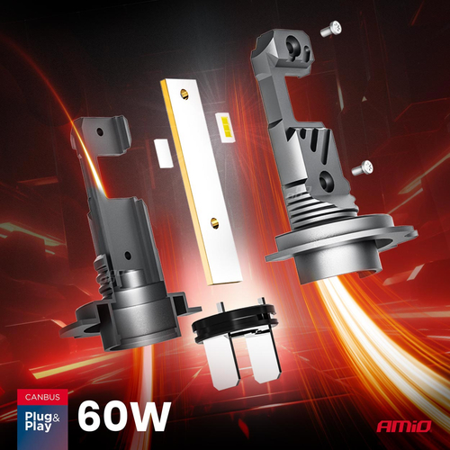 ΛΑΜΠΕΣ LED H7/Η18 12V 60W 6.000K 5.600lm +400% LED CAN-BUS HYBRID SERIES AMIO - 2 ΤΕΜ.