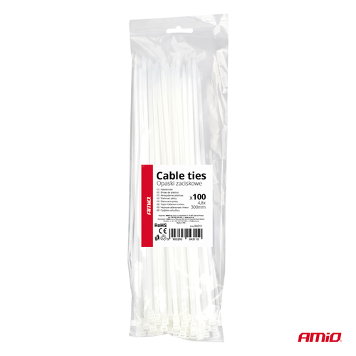ΔΕΜΑΤΙΚΑ/ΔΕΤΙΚΑ ΚΑΛΩΔΙΩΝ TIE WRAP (ΤΑΙΡΑΠ) 4.8 x 300mm (ΛΕΥΚΟ) - 100 ΤΕΜ.
