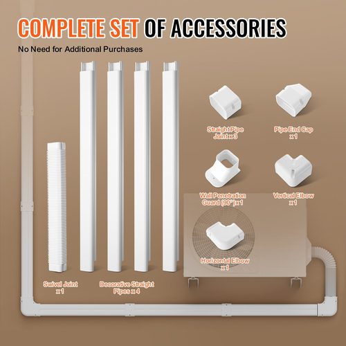 VEVOR Mini Split Line Set Cover 76,2mm W 4830mm L, PVC Διακοσμητικό κάλυμμα γραμμής σωλήνων για κλιματιστικό με 4 ευθείες αγωγούς &amp; πλήρη εξαρτήματα Εύκολη εγκατάσταση, Βάφεται για αντλίες θερμότητας, Λευκό