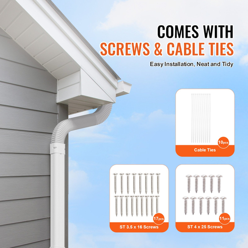 VEVOR Mini Split Line Set Cover 76,2mm W 4830mm L, PVC Διακοσμητικό κάλυμμα γραμμής σωλήνων για κλιματιστικό με 4 ευθείες αγωγούς &amp; πλήρη εξαρτήματα Εύκολη εγκατάσταση, Βάφεται για αντλίες θερμότητας, Λευκό