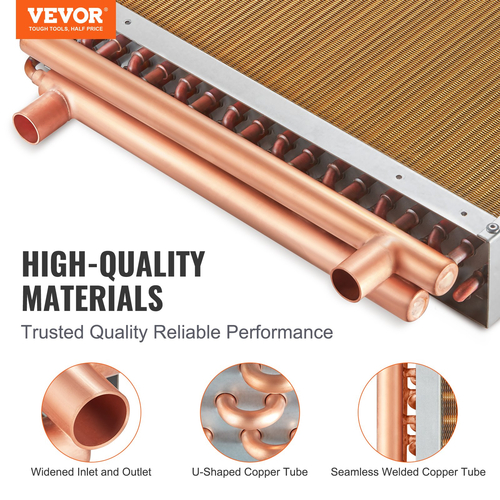 VEVOR 18&quot; x 20&quot; Εναλλάκτης θερμότητας Νερό σε Αέρα 3 σειρές 3/8&quot; Χάλκινες θύρες 242 πτερύγια