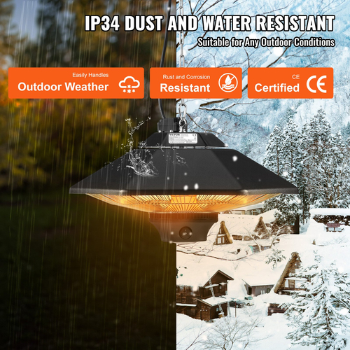 VEVOR Hanging Patio Heater 2000W Τηλεχειριστήριο Electric Space Heater