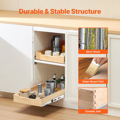 VEVOR Pull Out Organizer ντουλαπιού Soft Close Slideout Ξύλινο συρτάρι 14&quot;Wx21&quot;D