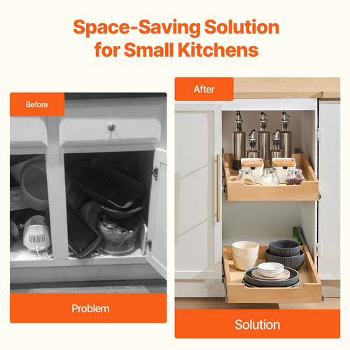 VEVOR Pull Out Organizer ντουλαπιού Soft Close Slideout Ξύλινο συρτάρι 14&quot;Wx21&quot;D