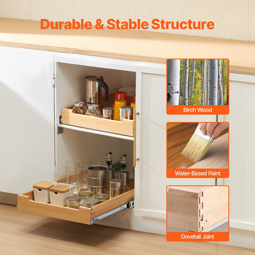 VEVOR Pull Out Organizer ντουλαπιού Soft Close Slideout Ξύλινο συρτάρι 17&quot;Wx21&quot;D