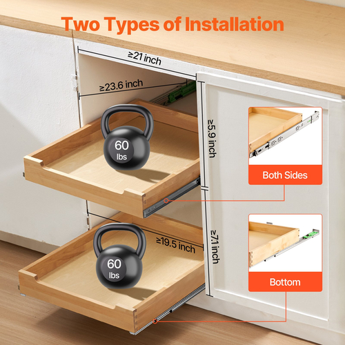 VEVOR Pull Out Organizer ντουλαπιού Soft Close Slideout Ξύλινο συρτάρι 20&quot;Wx21&quot;D