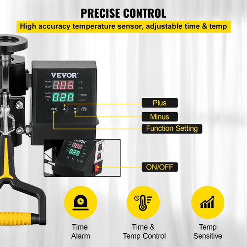 VEVOR Heat Press Machine, 15x15inch / 38x38cm, 2IN1 Clamshell Sublimation Transfer Printer with Teflon Coating, Digital Precise Heat Control, Powerpress for T-shirts Καπέλα Καπέλα