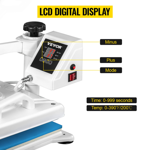 VEVOR Heat Press 12 X 15 Inch 5 in 1 Heat Press Machine 1250W Heat Press Swing Away White Heat Press T-Shirt Printer Sublimation Transfer 360 μοιρών Περιστροφή για καπέλο και μπλουζάκια παπούτσια DIY