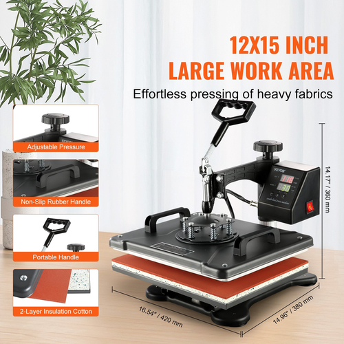 VEVOR Heat Press 8 in 1 Heat Press Machine 38x30cm T-shirt Press Mug Printing Machine Multifuctional Heat Transfer Machine for T-shirt Mug Hat Plate Printing Printing