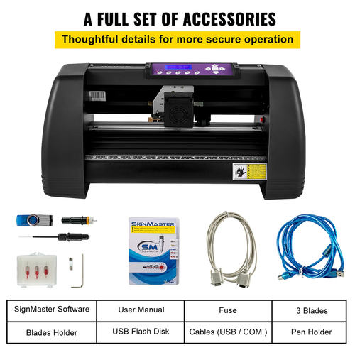 VEVOR Vinyl Cutter Machine, 375mm Vinyl Printer, Maximum Paper Feed Plotter Printer U-disk Offline Vinyl Cutting Machine 10-500g Adjustable Force and 10-800?mm/s Speed ​​for Sign Making Plotter