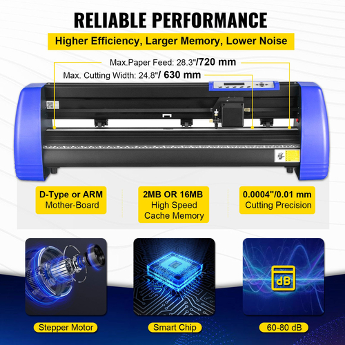 VEVOR Vinyl Cutter 720mm Vinyl Cutter Machine Maximum Paper Feed 28inch Vinyl Plotter Cutter Machine με στιβαρή βάση δαπέδου ρυθμιζόμενη δύναμη και ταχύτητα για την κατασκευή επιγραφών Vinyl Plotter