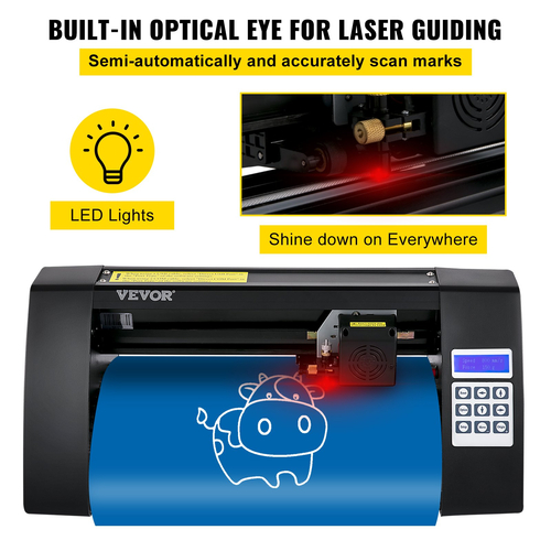 VEVOR Vinyl Cutter, 375mm Vinyl Plotter, LED Screen Plotter Cutter, Ημιαυτόματο ενσωματωμένο οπτικό μάτι για ακριβή καθοδήγηση, συμβατό με λογισμικό SignMaster για Σχεδίαση επιφάνειας εργασίας συστήματος Windows