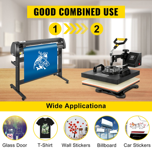 5 σε 1 θερμική πρέσα 15&quot;x15&quot; Καπάκι μεταφοράς 53&quot; Vinyl Cutter Plotter Κοπή 3 λεπίδων