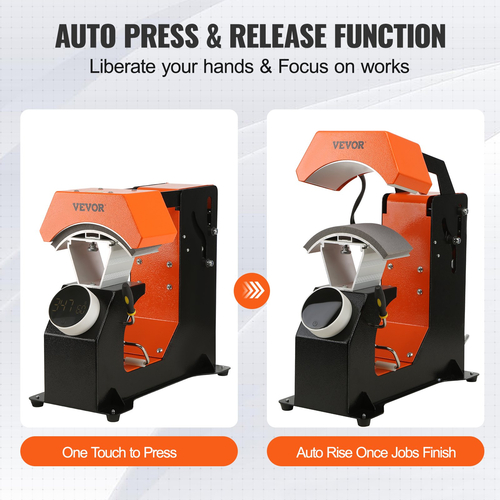 VEVOR καπέλο Heat Press Auto Cap Heat Press 3 μαξιλάρια θέρμανσης Μεταφορά εξάχνωσης