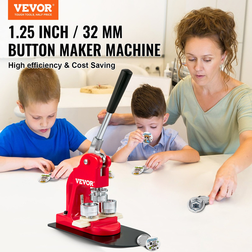 VEVOR Μηχανή κατασκευής κουμπιών Μηχανή Pindge Machine 1,25&quot; 32MM 500 Δωρεάν κιτ Τύπου ανταλλακτικών