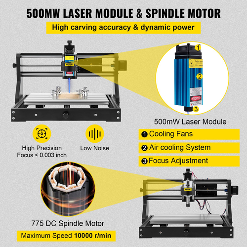 VEVOR CNC 3018 Pro 500mw 300×180×45mm CNC Μηχάνημα GRBL Control Mini Laser Engraver with Offline Controller 3 Axis Laser Engraving Machine for Carving Forling Plastic Acrylic PVC Wood