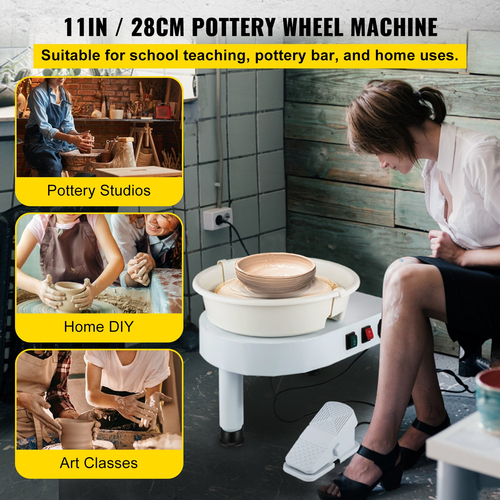 VEVOR Pottery Wheel, 11in Ceramic Wheel Forming Machine, 0-300rpm Speed ​​Manual Adjustable 0-7,8in Lift Leg, Foot Pedal Departable Basin, Sculpting Tool Tool Accessory Kit for Work Art Craft DIY 220V