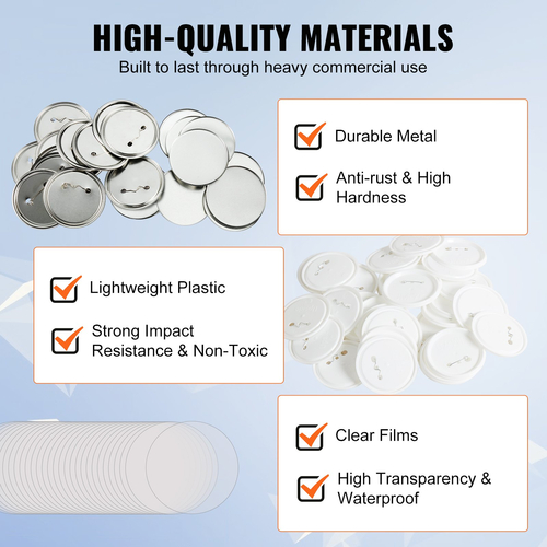 VEVOR 3&quot; 75mm Button Badge Parts Supplies for Button Maker Machine 200 Sets